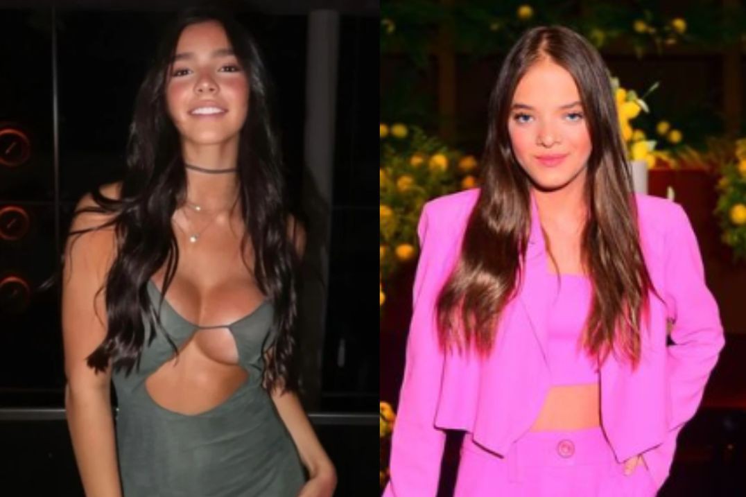 Duda Guerra- nora de Angélica- colocou próteses de silicone aos 16 anos. Rafaella Justus- à esquerda- fez cirurgia plástica no rosto/  Foto: Reprodução Redes Sociais