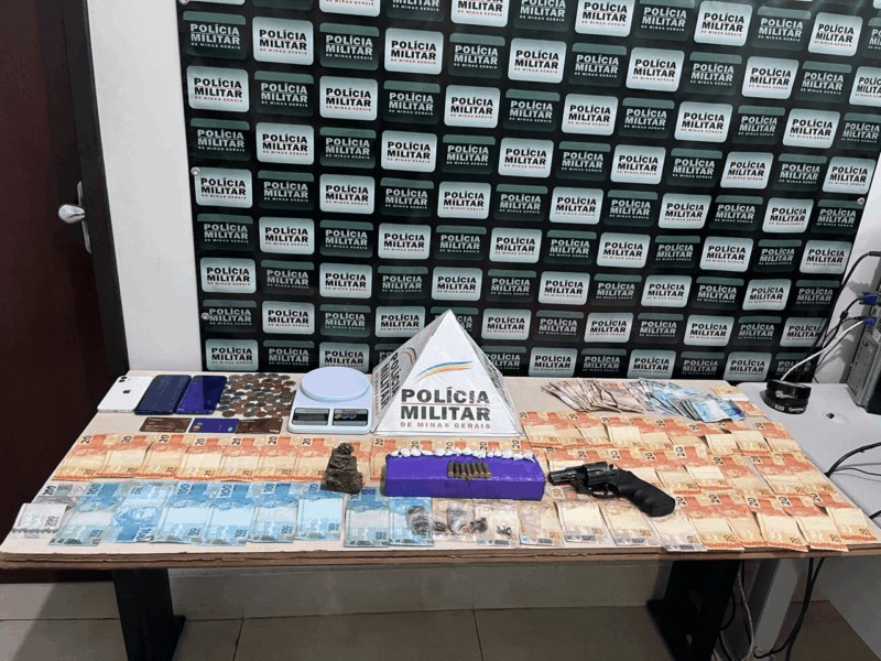 Ação da PM em Bocaiuva termina com prisões e apreensões de drogas, arma e dinheiro