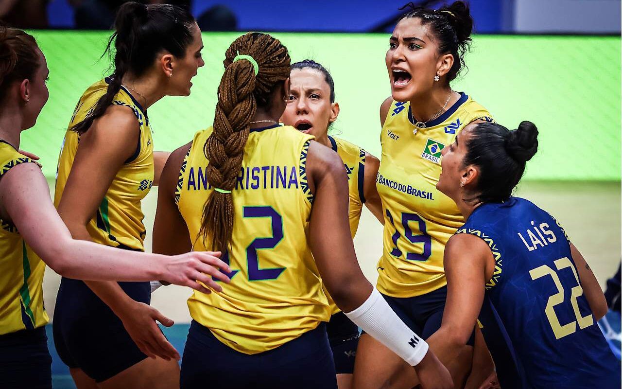 Brasil x República Dominicana, pela VNL feminina 2025 (foto: volleyballworld)