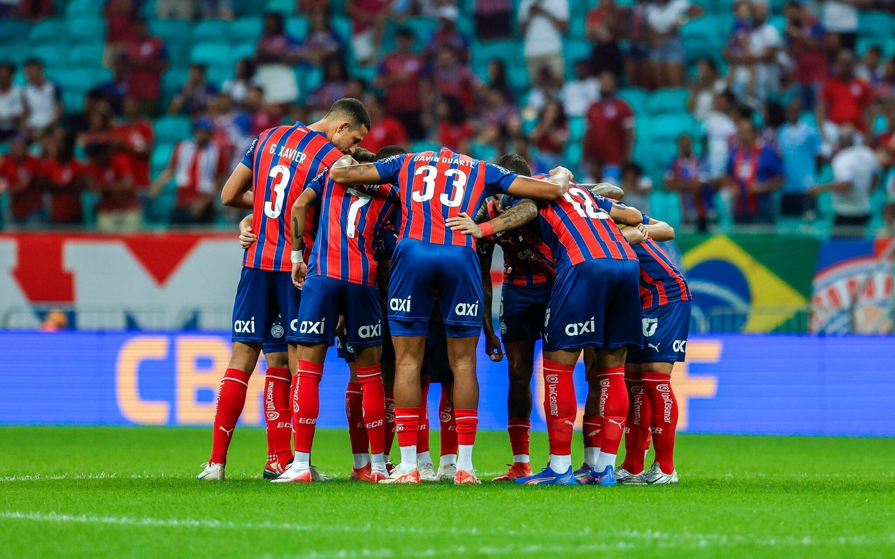 Time do Bahia reunido antes de enfrentar o Juventude (Foto: Rafael Rodrigues / EC Bahia)