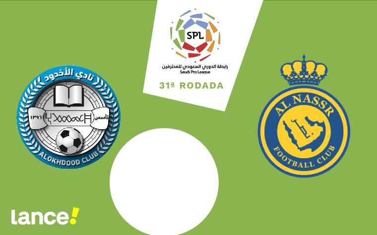 Al Okhdood x Al Nassr pelo Campeonato Saudita (Arte: Lance!)