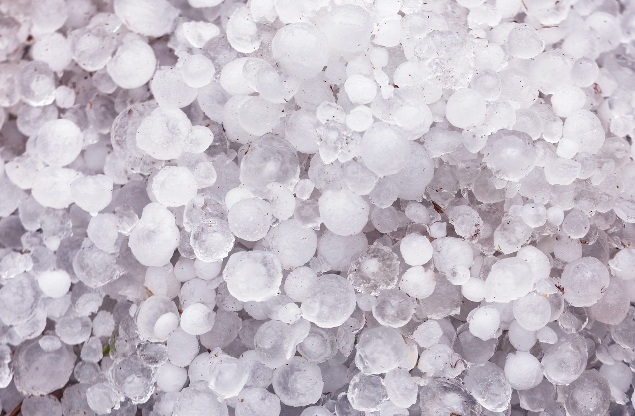 A pile of large hail on the ground, Lithuania