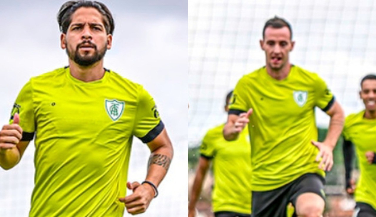 Ex-companheiros na base do Independiente, da Argentina, Benítez e Elizari participam de treino no CT do América