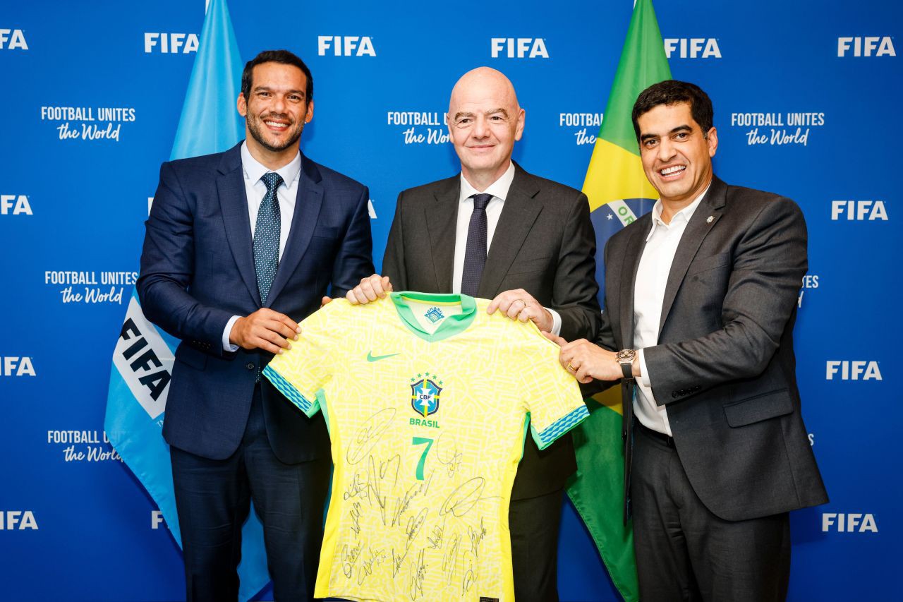 Samir Xaud, Gianni Infantino e o vice da CBF, Gustavo Dias