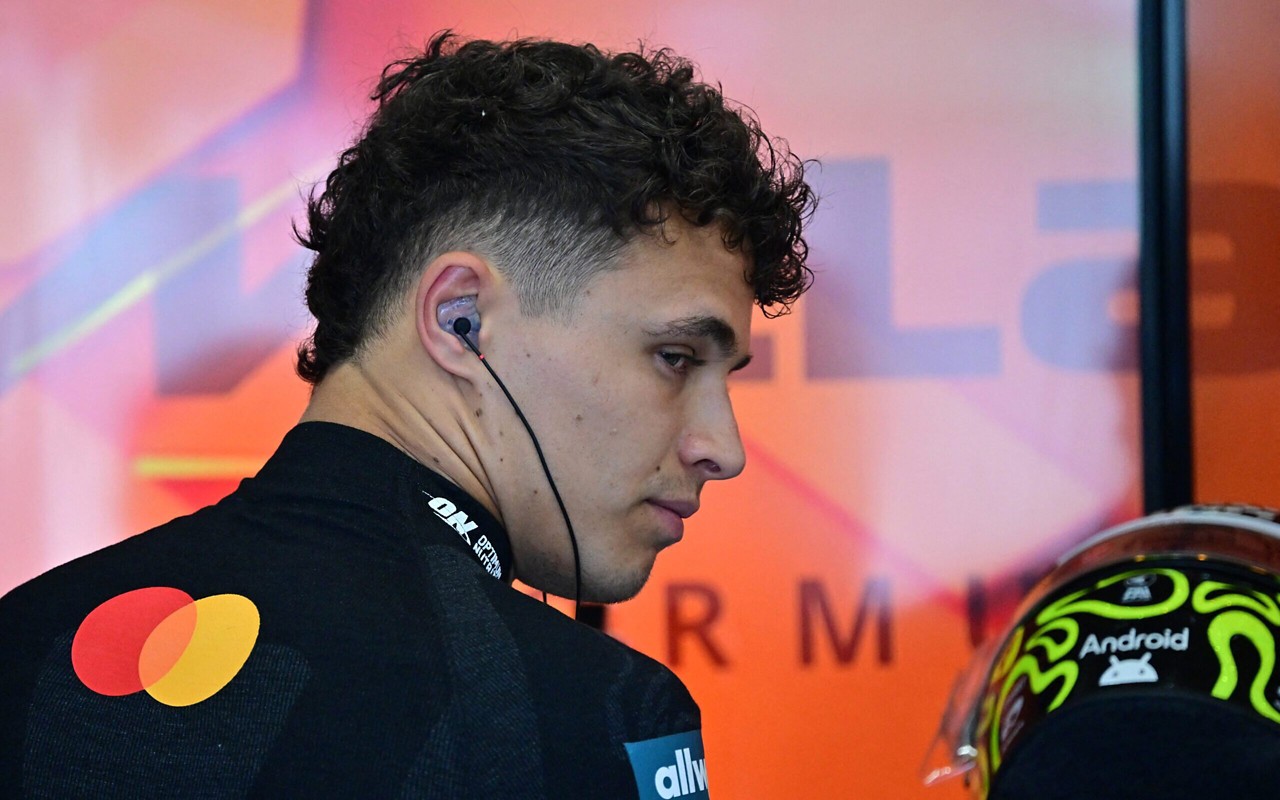 McLaren's British driver Lando Norris stands in the garage ahead of the first practice session of the 2025 Saudi Arabia Formula One Grand Prix at the Jeddah Corniche Circuit on April 18, 2025. (Photo by Giuseppe CACACE / AFP)