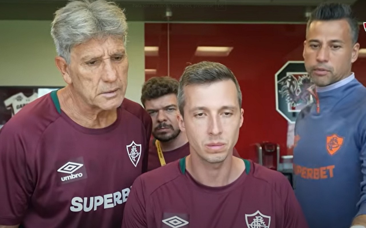 Renato Gaúcho, Fábio e o analista Gabriel Oliveira (Foto: Reprodução/FluTV)