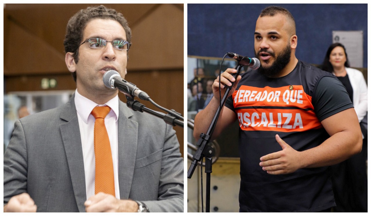 Vereadores Braulio Lara (Novo) e Rudson Paixão (Solidariedade) circulam pela Câmara quase todos os dias com o mesmo figurino