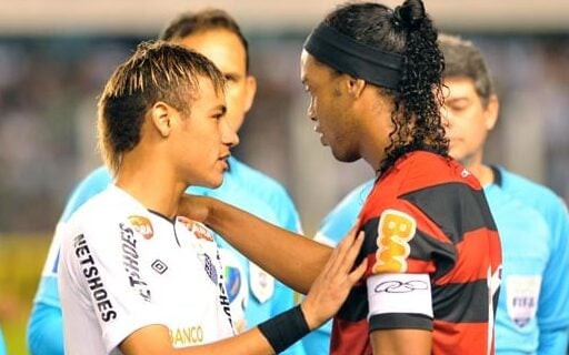 Neymar e Ronaldinho em Santos x Flamengo (Foto: Ivan Storti)