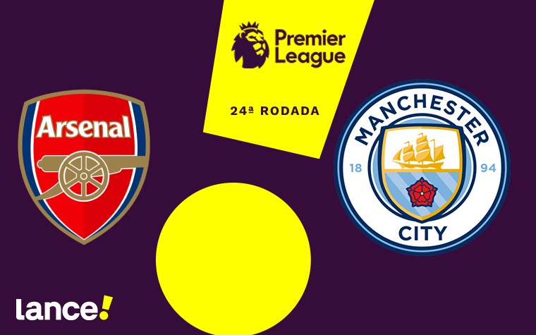 Arsenal e Manchester City se enfrentam pela 24ª rodada da Premier League (Arte: Lance!)