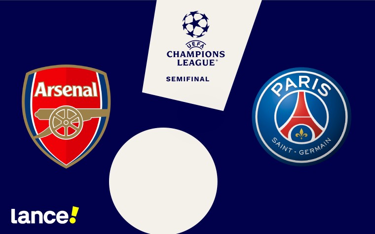 Arsenal x PSG se enfrentam pela Champions League (Arte: Lance!)