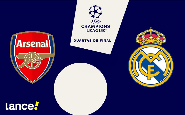 Confira todas as informações do duelo entre Arsenal e Real Madrid, válido pela volta das quartas de final da Champions League Feminina (Foto: Arte/Lance!)