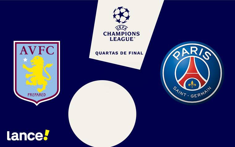 Aston Villa x Paris Saint-Germain: jogo de volta das quartas de final da Champions League 2024/25 (Foto: Arte/Lance!)
