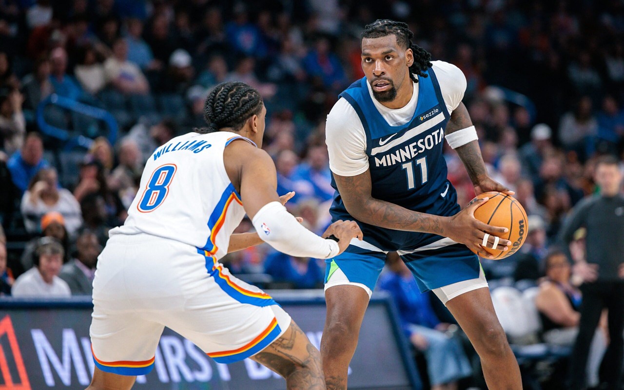 Naz Reid em ação pelo Minnesota Timberwolves (Foto: William Purnell/AFP)