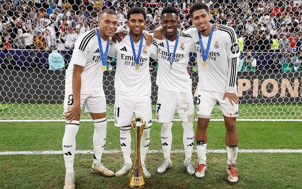 Jogadores do Real Madrid comemoram título da Copa Intercontinental de 2024 (Foto: Reprodução/Instagram)