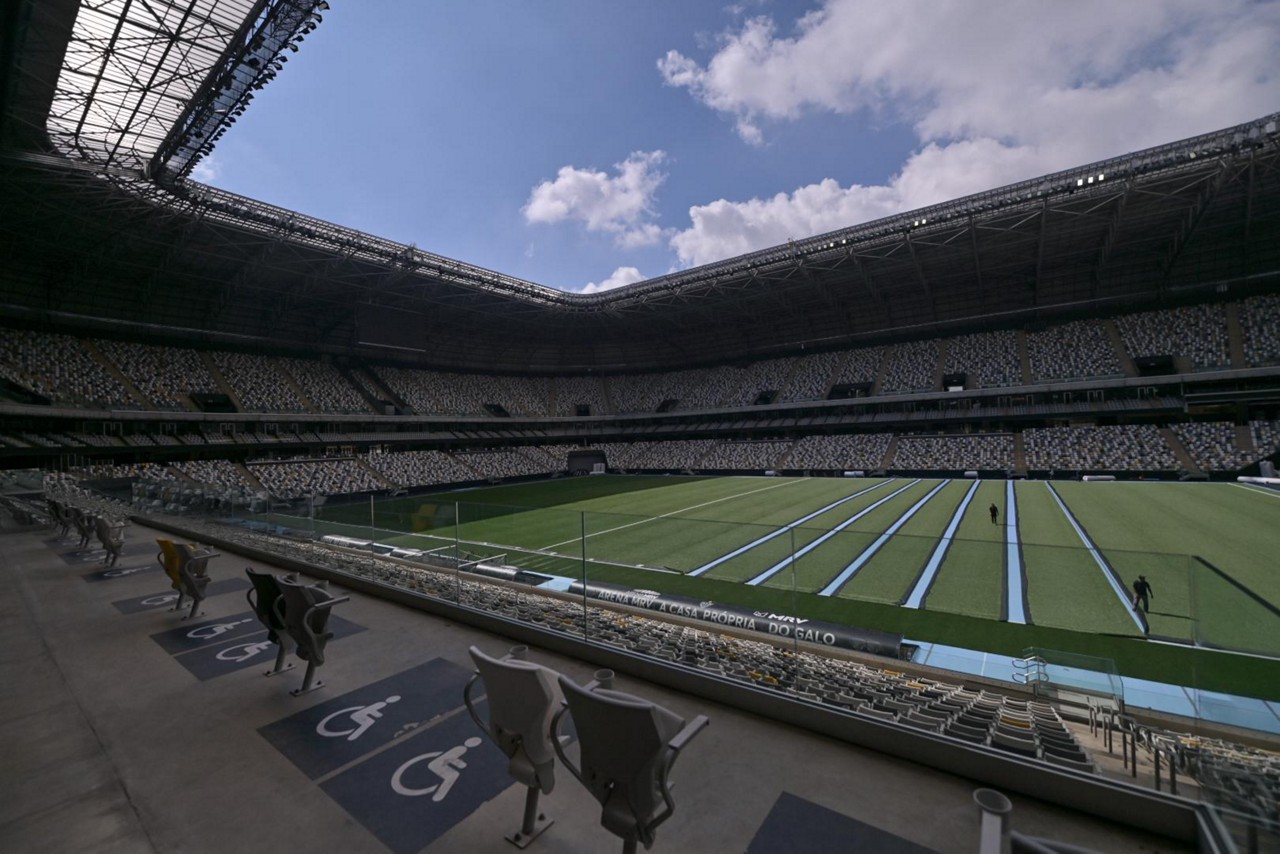 Arena MRV, localizada no bairro Califórnia, região Noroeste de Belo Horizonte, tem capacidade para 45 mil torcedores