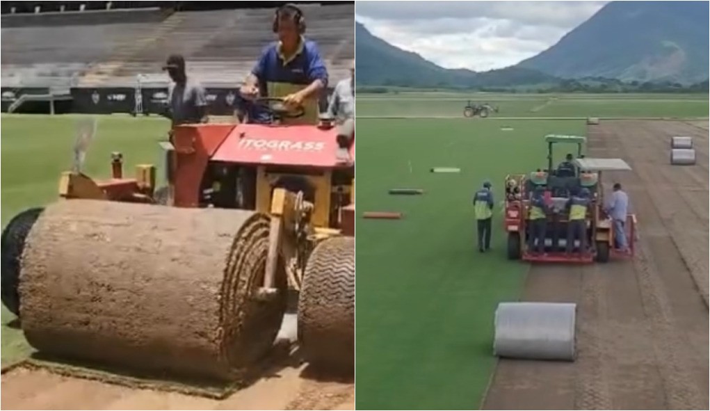 Gramado é transportado de fazenda no interior do Rio de Janeiro para Arena MRV 