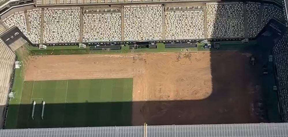 Imagens feitas da Arena MRV na manhã desta quinta-feira (31/10) pelo helicóptero da FM O TEMPO / BTN