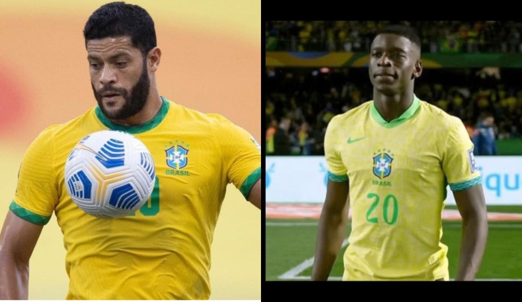 Hulk e Luiz Henrique em ação com a camisa da seleção brasileira