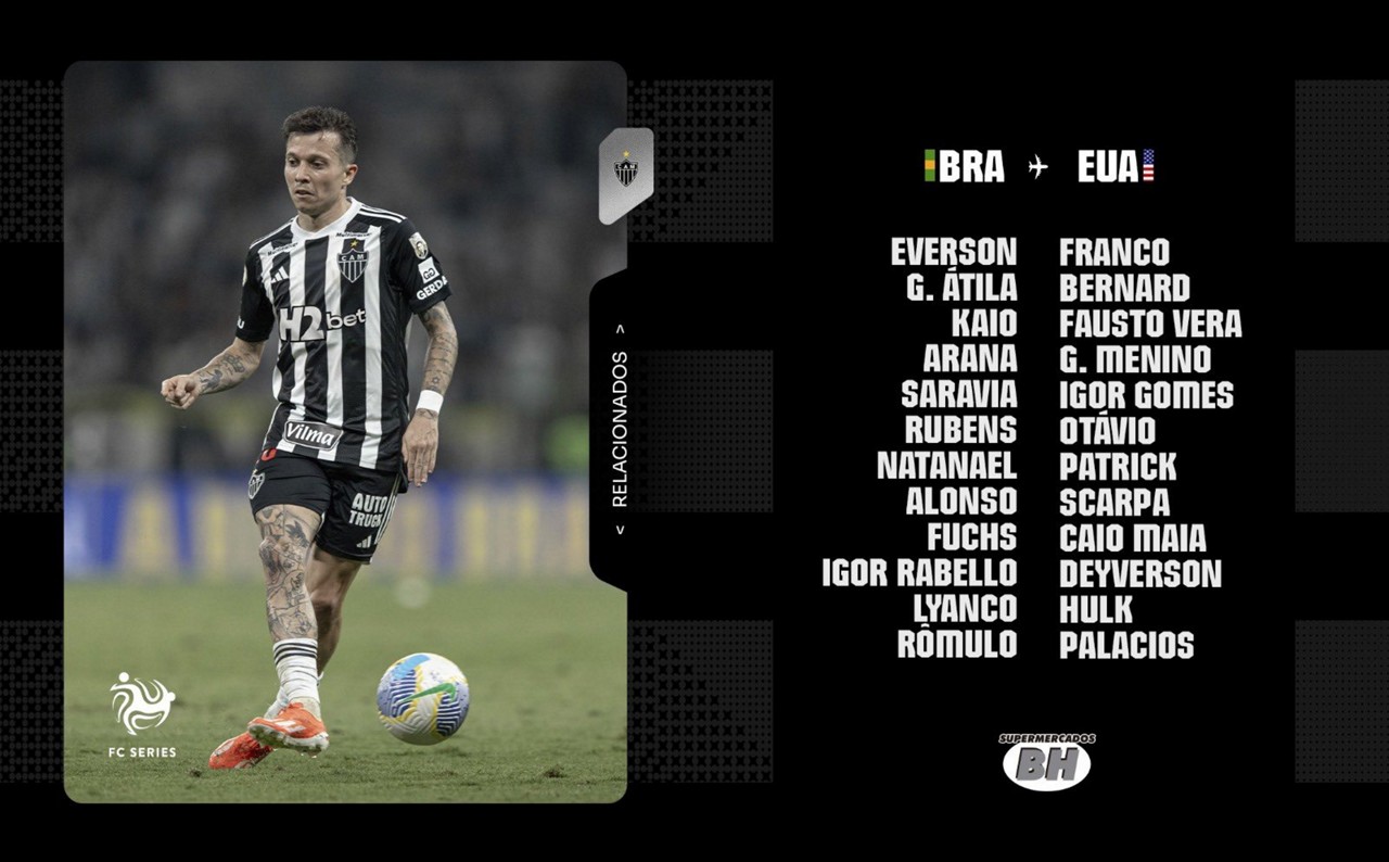 Atlético divulgou a lista com os 24 jogadores relacionados para a viagem aos EUA