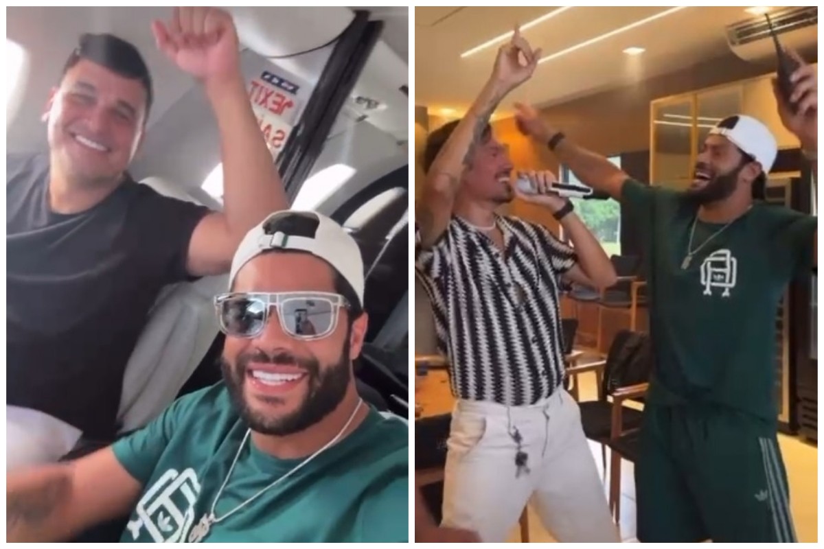 Hulk comemorando a conquista do título em viagem 