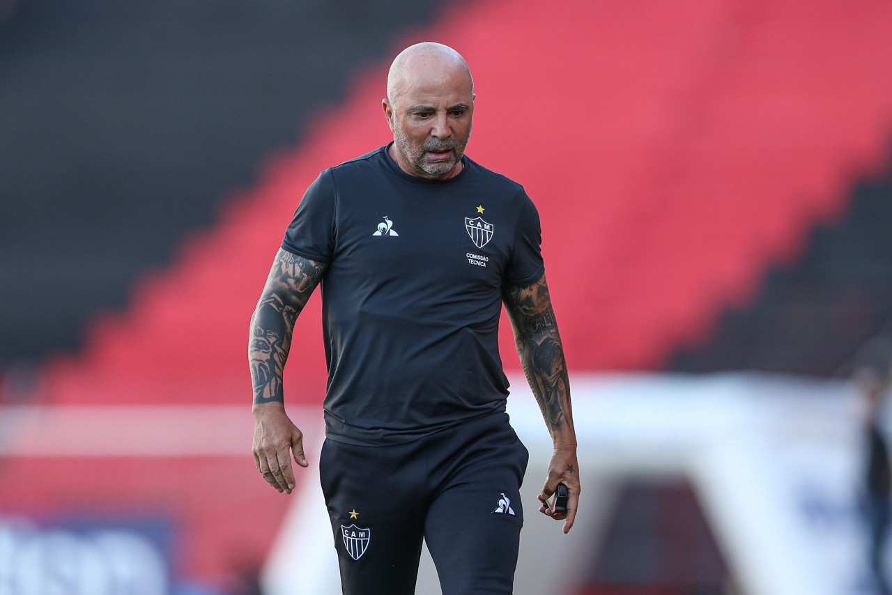 Sampaoli em sua última partida pelo Galo, contra o Sport, no Brasileiro de 2020