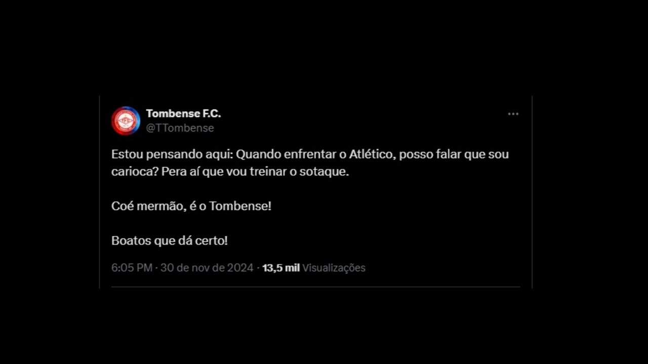 Tombense provocou o Atlético após derrota para o Botafogo na final da Libertadores