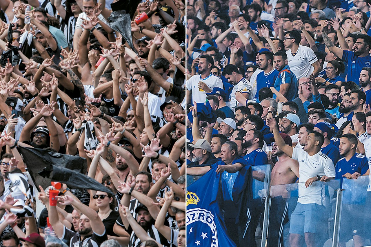 Torcidas de Atlético e Cruzeiro no estádio