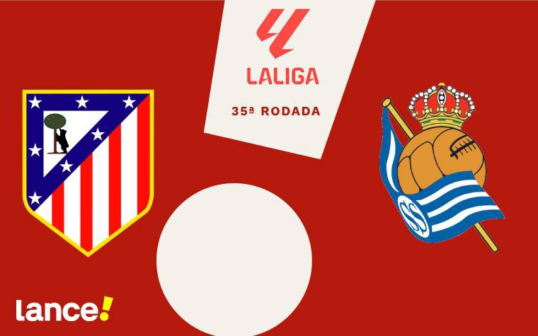 Atlético de Madrid e Real Sociedad se enfrentam pela 35ª rodada de La Liga (Foto: Arte/Lance!)
