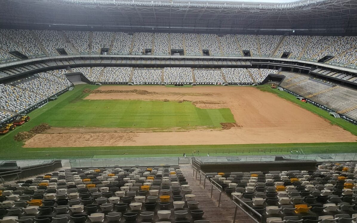 Arena MRV, do Atlético-MG, passa por obras para a troca do gramado natural pelo sintético (Foto: site oficial do Atlético-MG)
