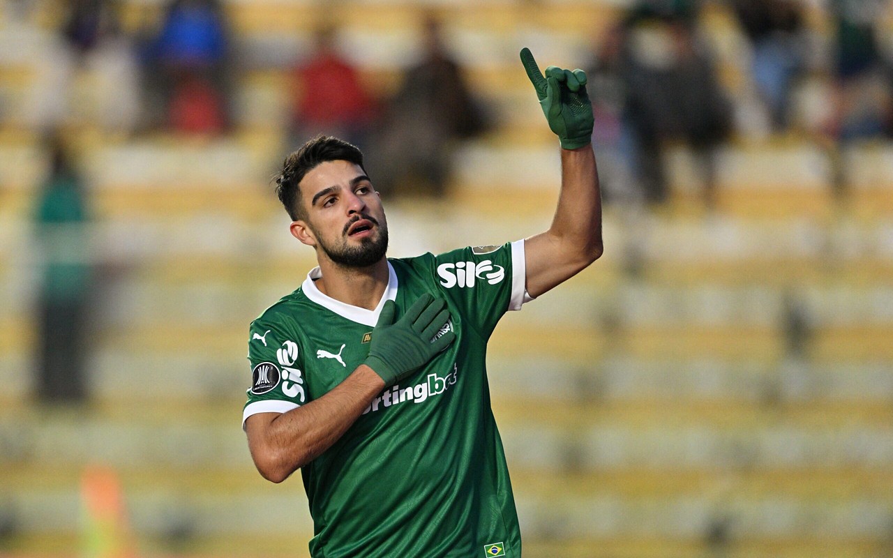 Flaco López comemora gol pelo Palmeiras (Foto: Aizar Raldes / AFP)