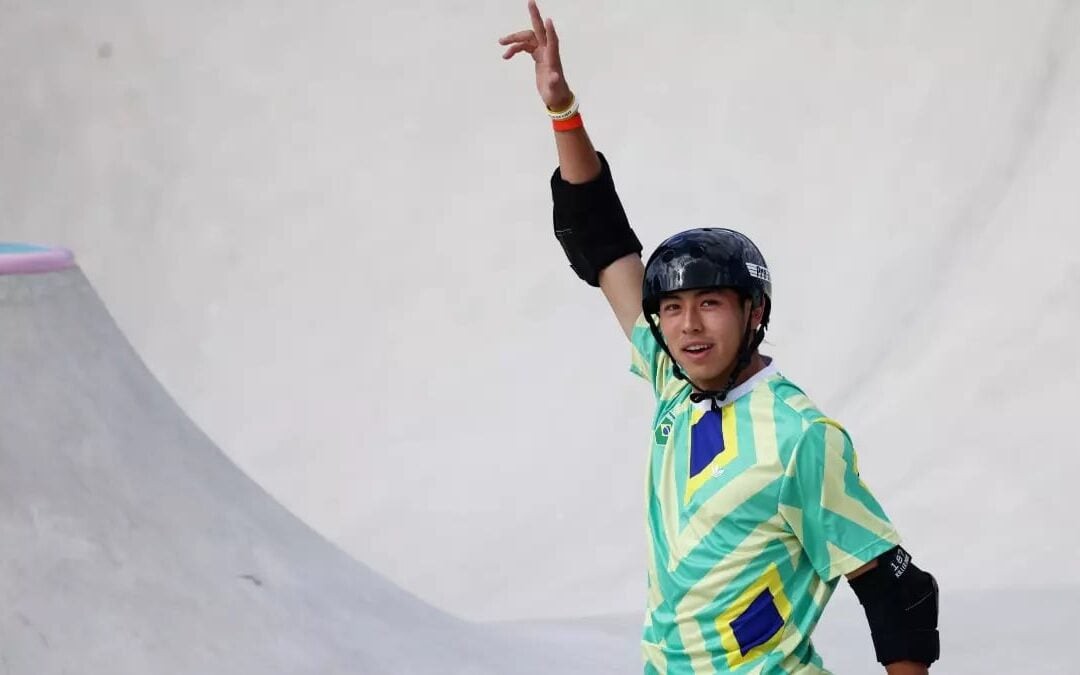 Augusto Akio foi bronze no skate park nas Olimpíadas de Paris (Foto: Luiza Moraes/COB)