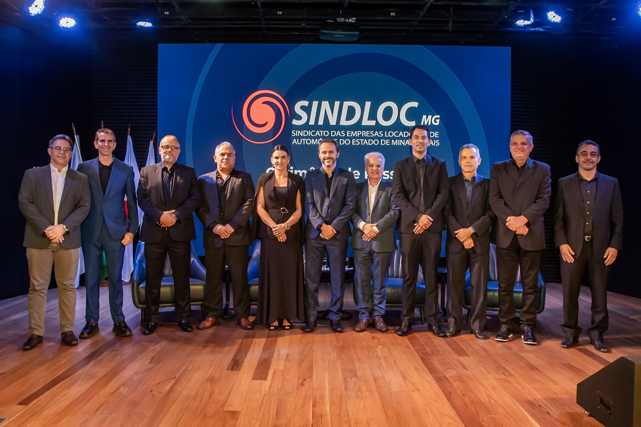 Da esq. para direita: Leonardo Soares (Sindloc-MG), Marcelo Souza e Silva (CDL-BH), Fernanda Atoé (vereadora de BH), Luciano Miranda (Sindloc-MG) e Lucas Pitta (Sindloc-MG)