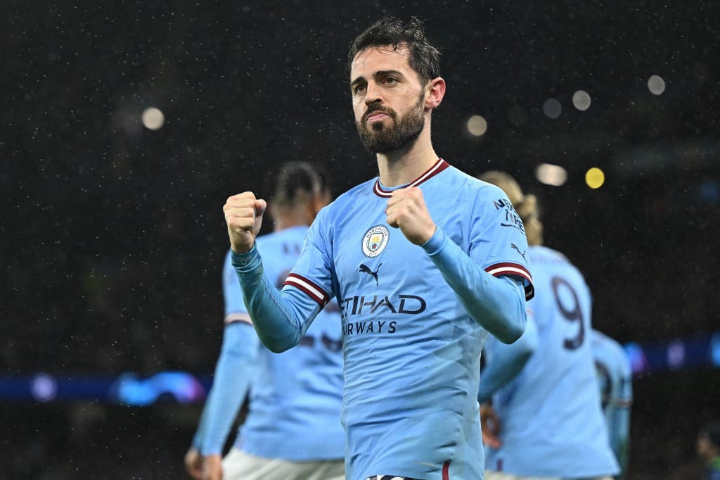 Bernardo Silva comemora gol pelo Manchester City (Foto: Oli Scarff / AFP)