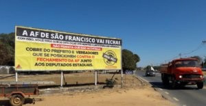 Outdoor de campanha do Sinfazfisco-MG em São Francisco