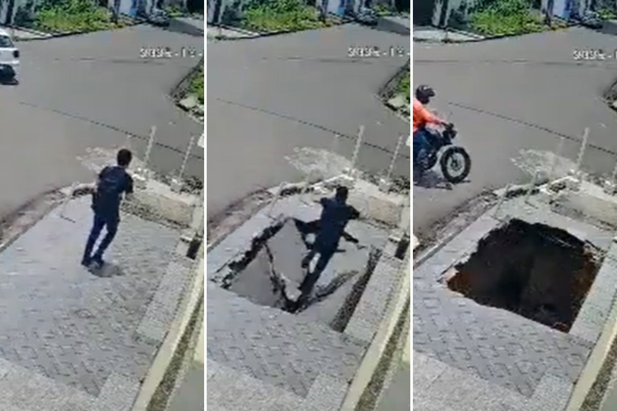 Jovem caiu em cratera enquanto caminhava na calçada