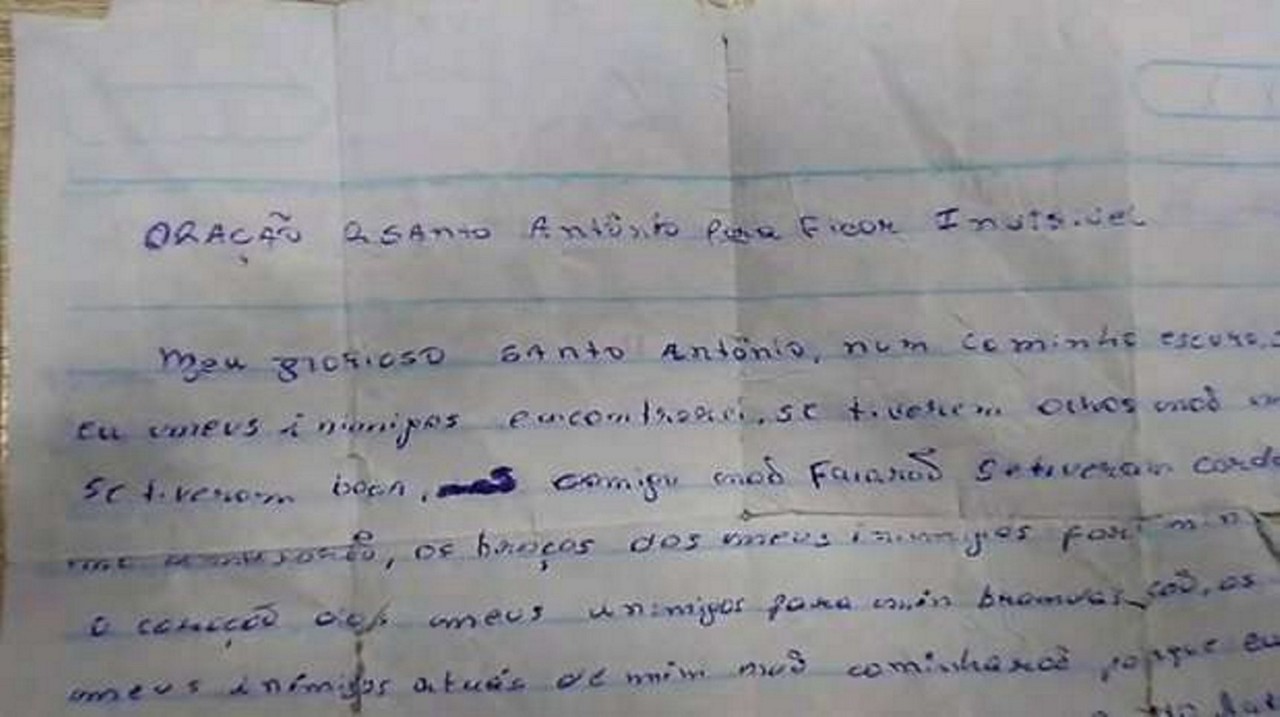 Homem carregava bilhete para 'ficar invisível' no bolso