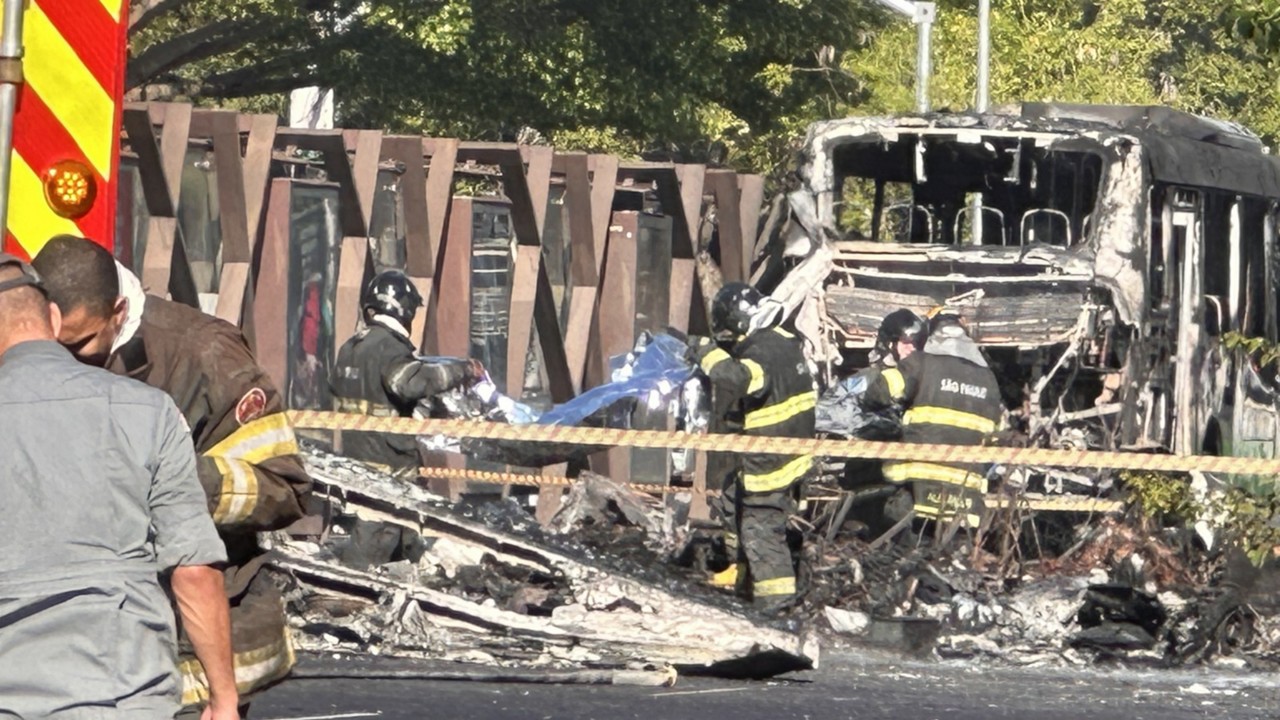 Segundo o corpo de bombeiros, foram encontrados dois corpos carbonizados dentro da aeronave