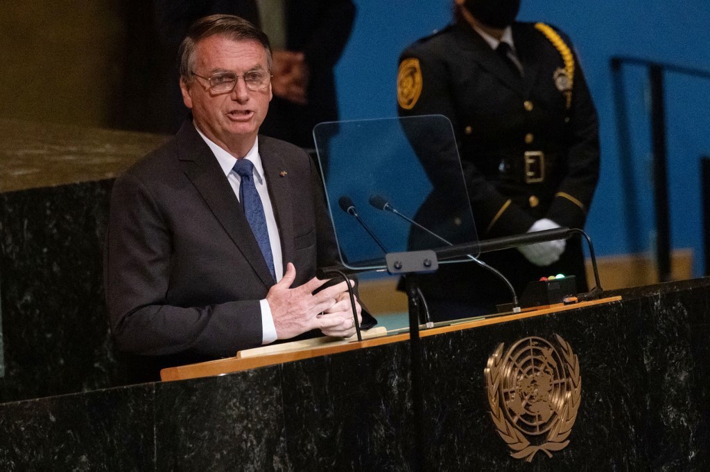 Bolsonaro durante seu discurso na Assembleia Geral da ONU