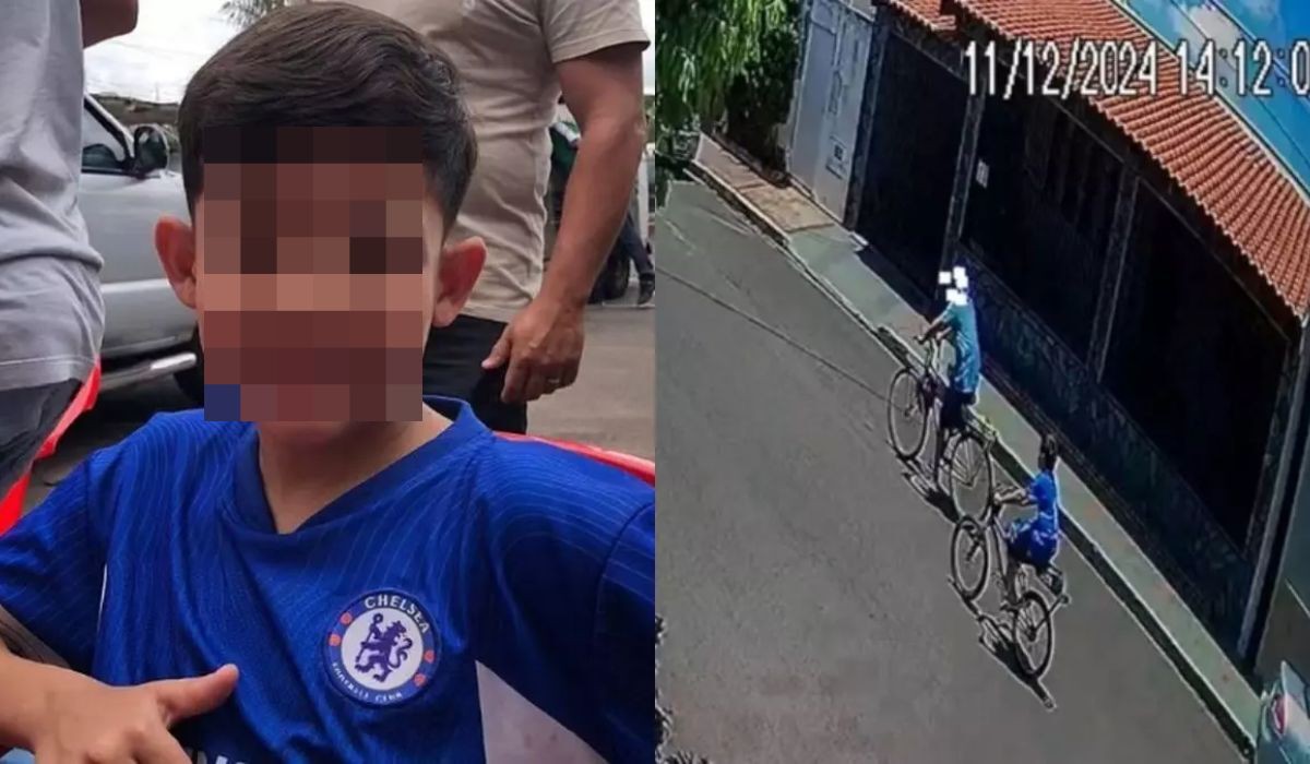 As últimas imagens do garoto com vida mostram ele andando de bicicleta na rua 