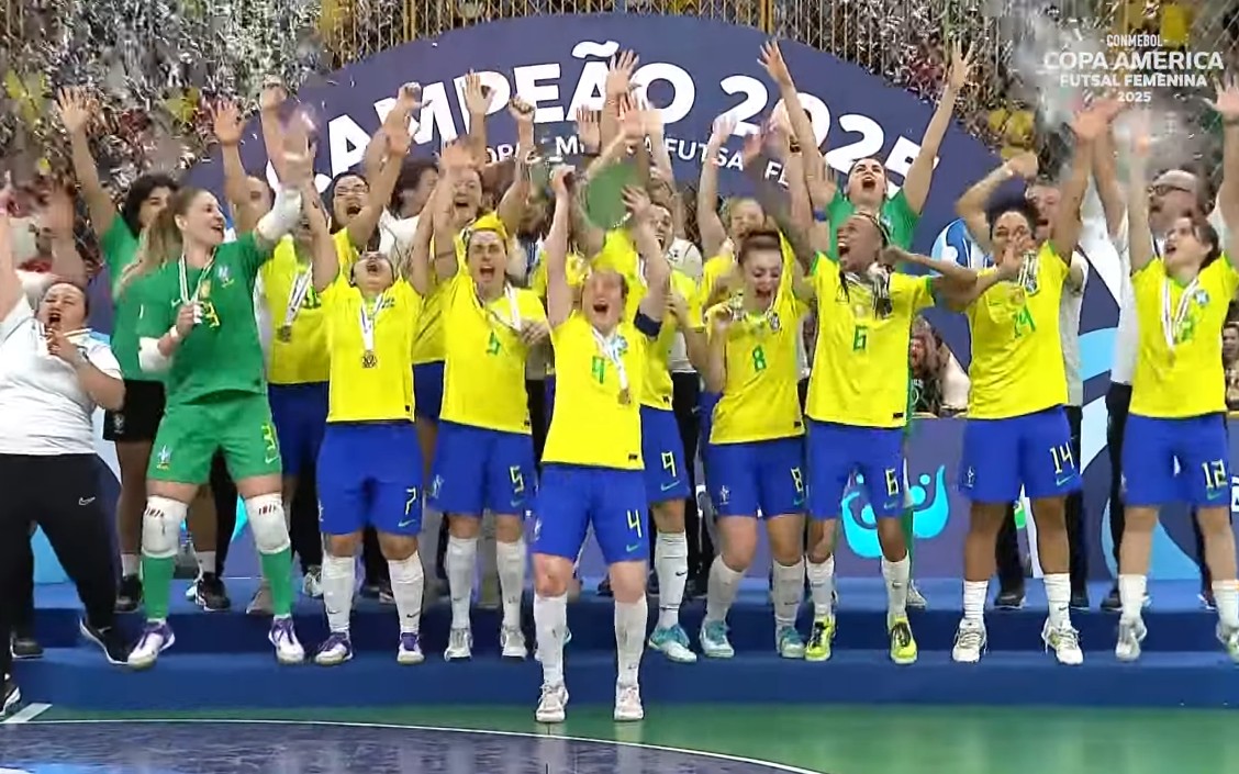 Brasil derrotou argentina por 3 a 0 em final da Copa América de Futsal (Foto: Reprodução)