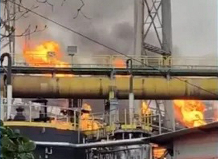 Imagem de vídeo mostra pontos de fogo na usina
