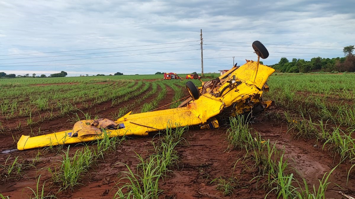 Avião ficou completamente destruído após a queda