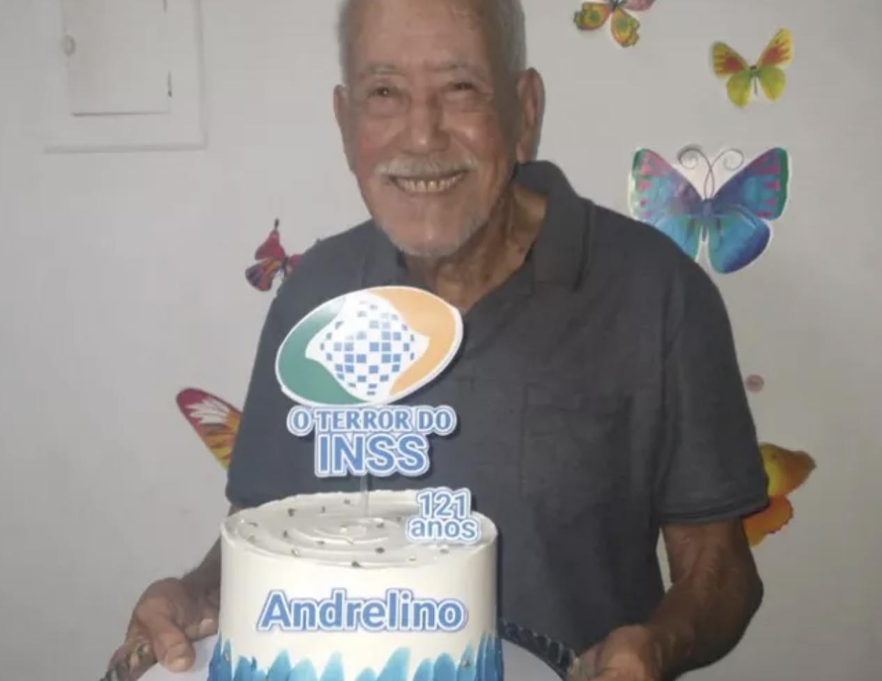 Idoso de 121 anos ganha festa temática em Goiás: 'O terror do INSS'