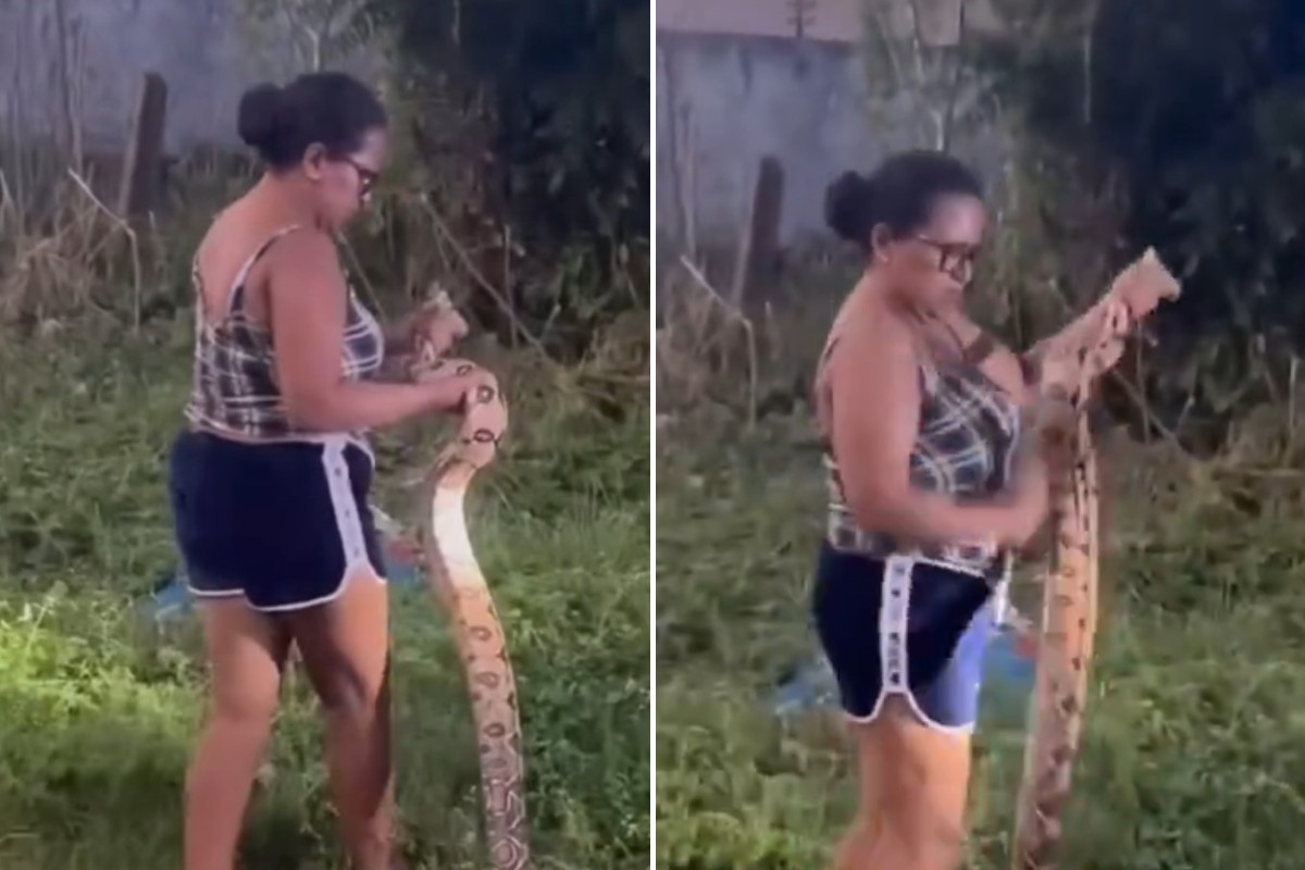 Rosilene realizou a captura após uma vizinha avistar a serpente e solicitar sua ajuda.