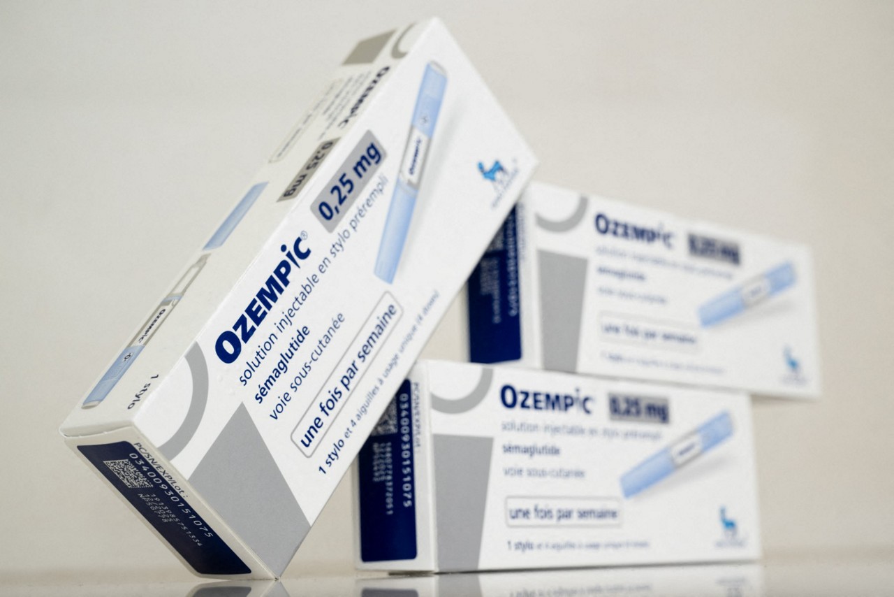 This picture taken on October 23, 2023, shows Ozempic medication boxes, an injectable antidiabetic drug, in a pharmacy in Riedisheim, eastern . (Photo by SEBASTIEN BOZON / AFP)
