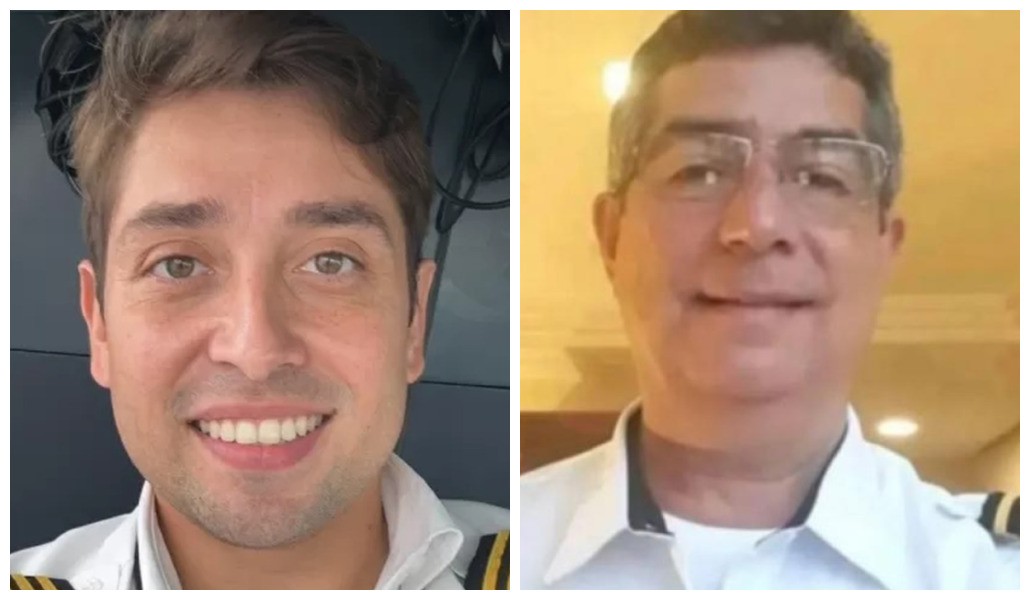 Montagem com fotos do piloto e do co-piloto do avião da Voepass que caiu em Vinhedo