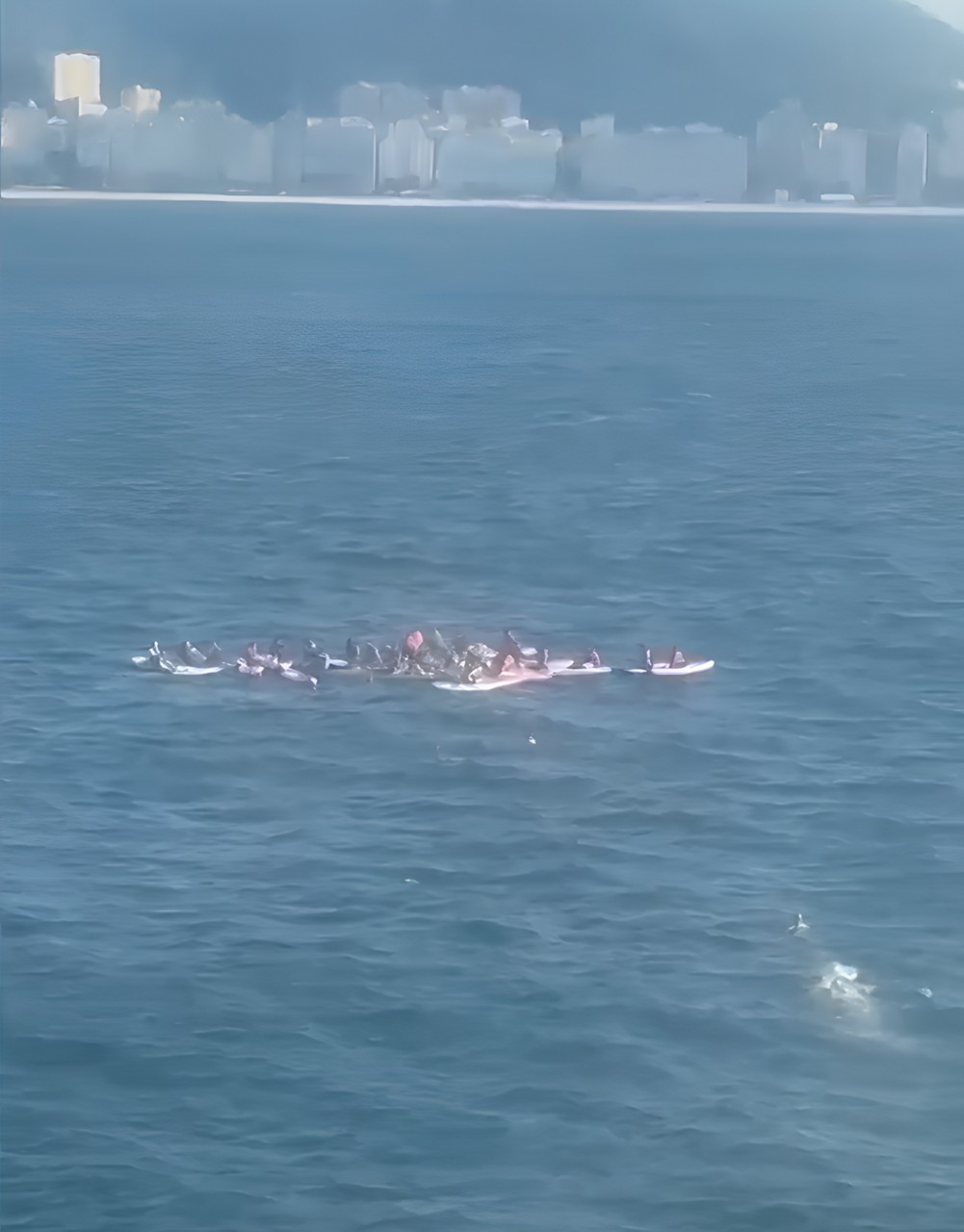 Reprodução de vídeo do resgate de praticantes de stand up paddle na praia do Leme