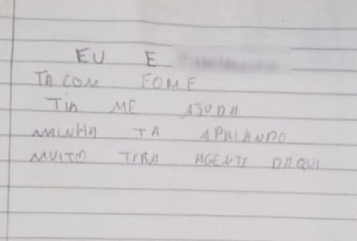 'Tia, me ajuda. Mainha tá apanhando muito. Tira a gente daqui', escreveu a filha da vítima
