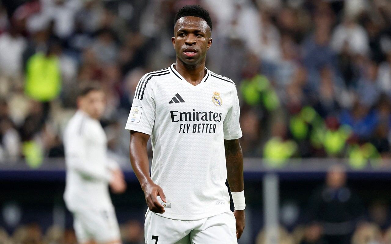 Vini Jr em ação pelo Real Madrid na Copa Intercontinental de 2024 (Foto: Karim Jaafar/AFP)