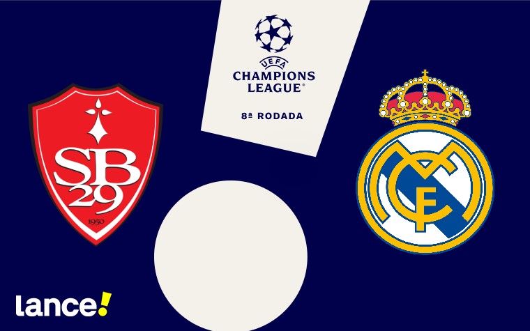 Brest e Real Madrid se enfrentam, neste quarta-feira (29), pela 8ª rodada da Champions League (Foto: Arte Lance!)